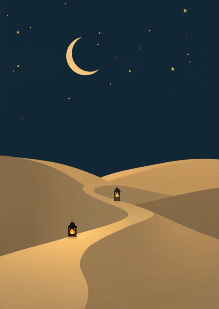 doua du voyageur paysage désert nuit islam
